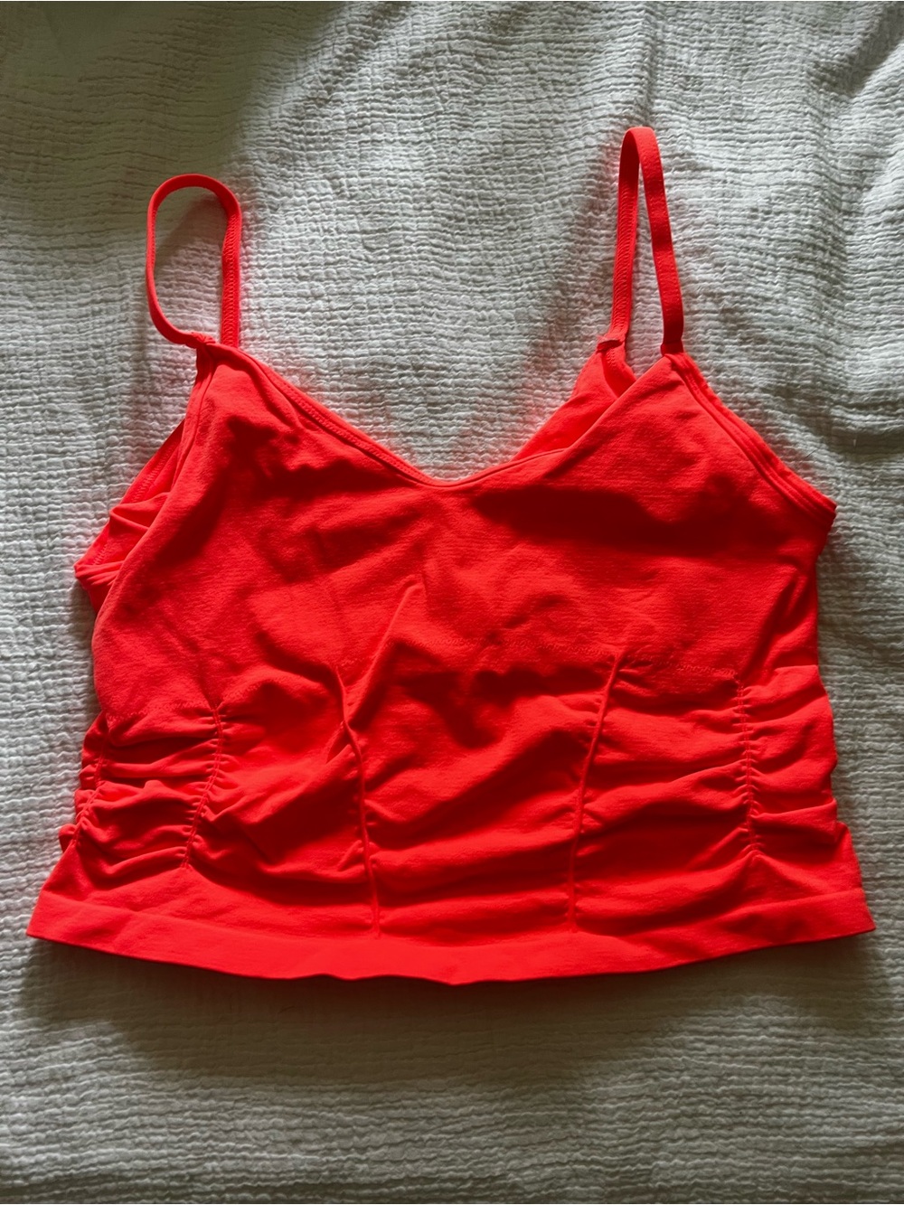 FP Movement by Free People Neon Orange Coral Spaghetti Strap Crop Tank